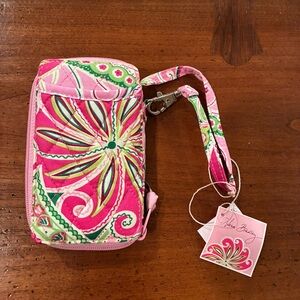 Vera Bradley Pink and Green Patterned Wristlet